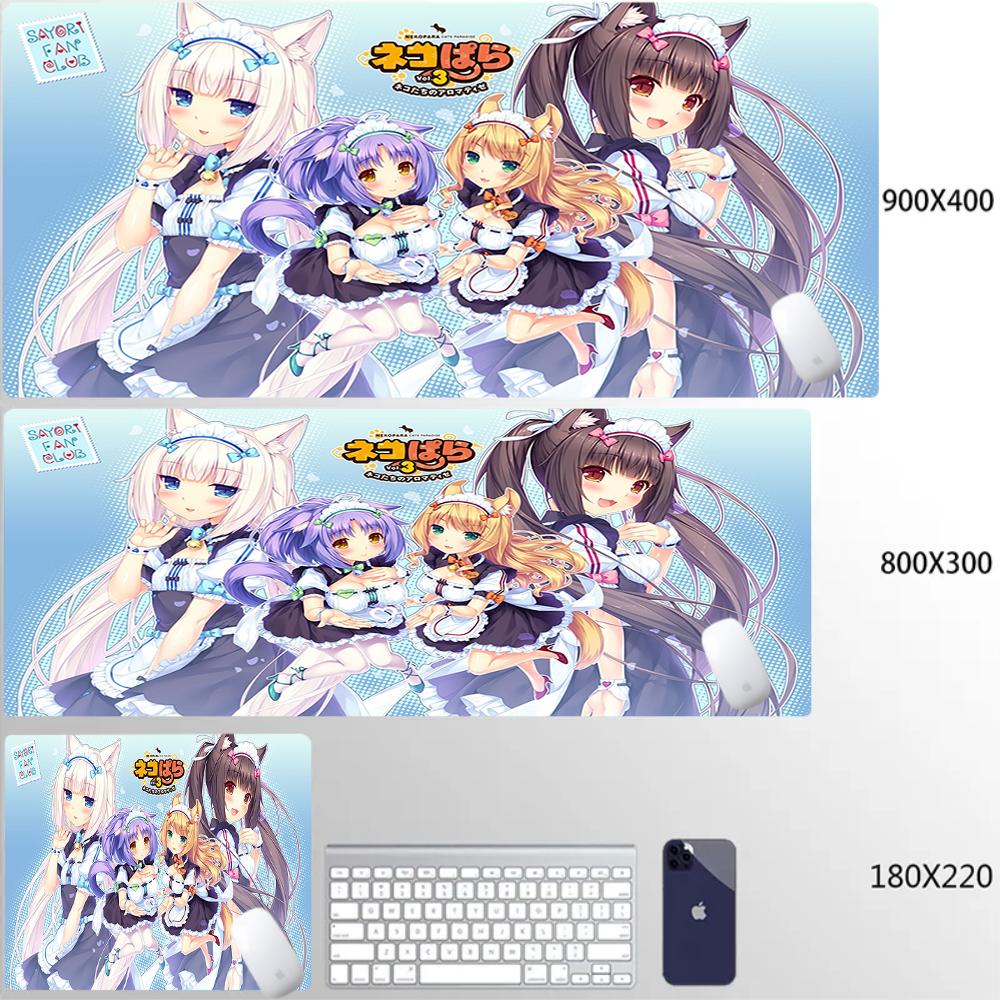 Large Nekopara Escritorio Mouse Pad Non-Slip Rubber Laptop Cushion Gabinete Gamer Mousepad Pc Kawaii Cute Anime Girls Deskmat