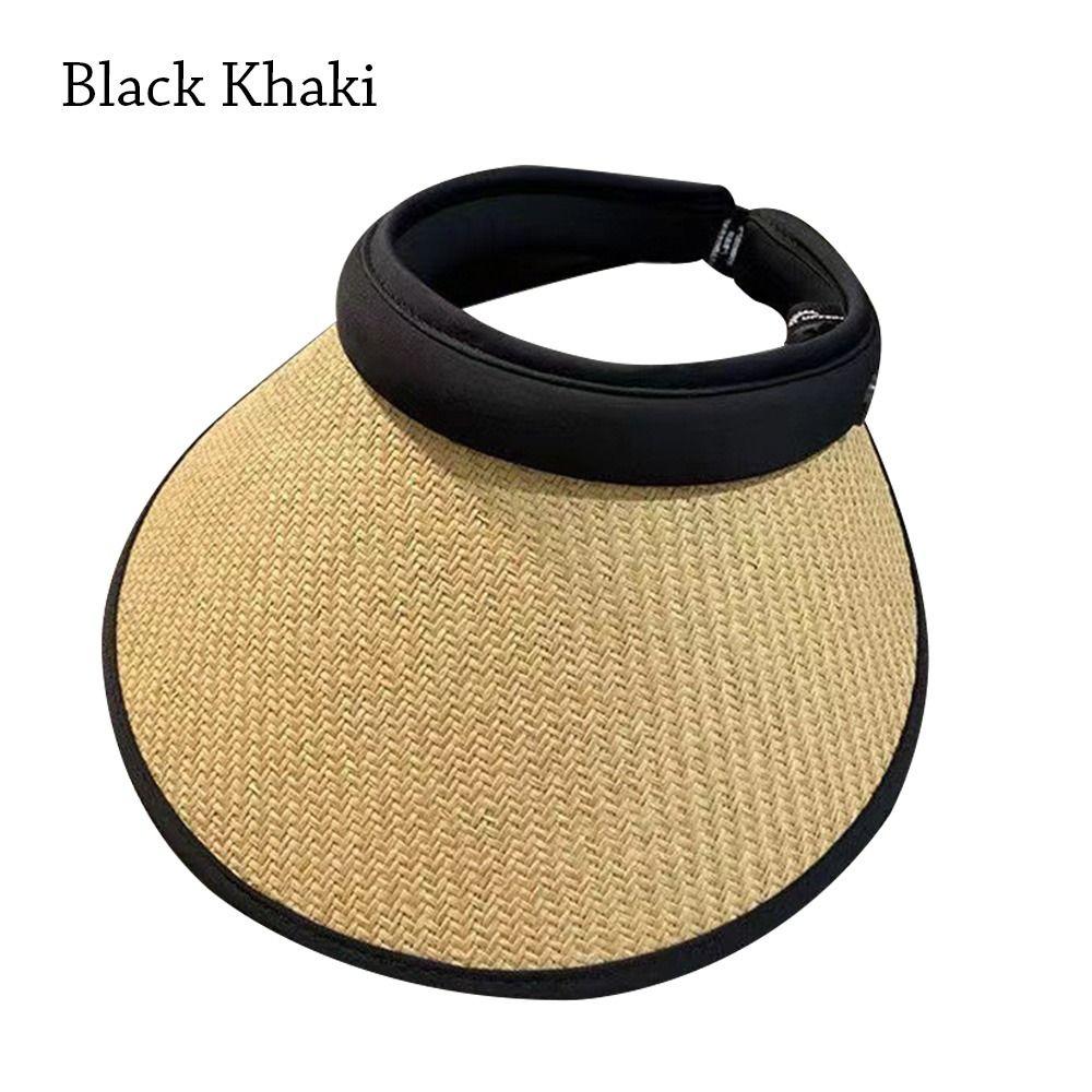 Casual Portable Wide Brim Beach Hat Sun Hat Visors Straw Cap