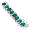 Natural Emerald(Simulated) Gemstone 925 Sterling Silver Bracelet 7-8" M3V04