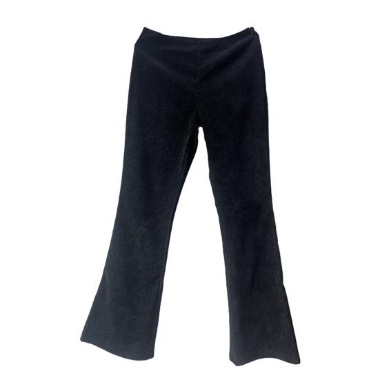 Women Pants Elastic High Waist Solid Color Flared Pants with Pockets Corduroy Leisure Work Travel Party Trousers