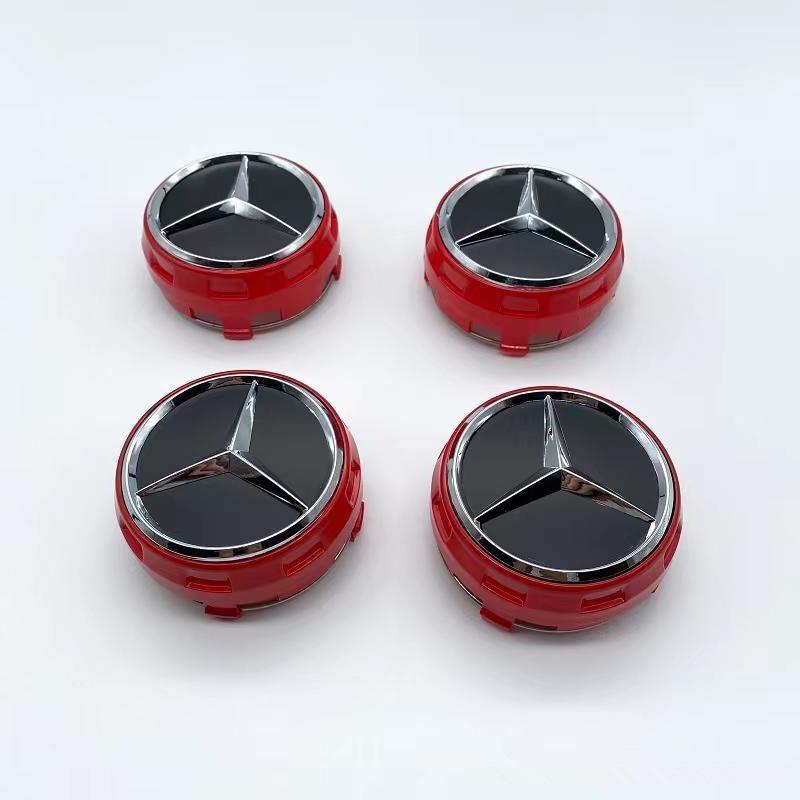 CDR4 4Pcs 75MM Car Wheel Center Hub Cap Cover For Mercedes Benz A B C S Class AMG W212 W205 W204 W211 W213 CLA GLC W176 W221 Sticker