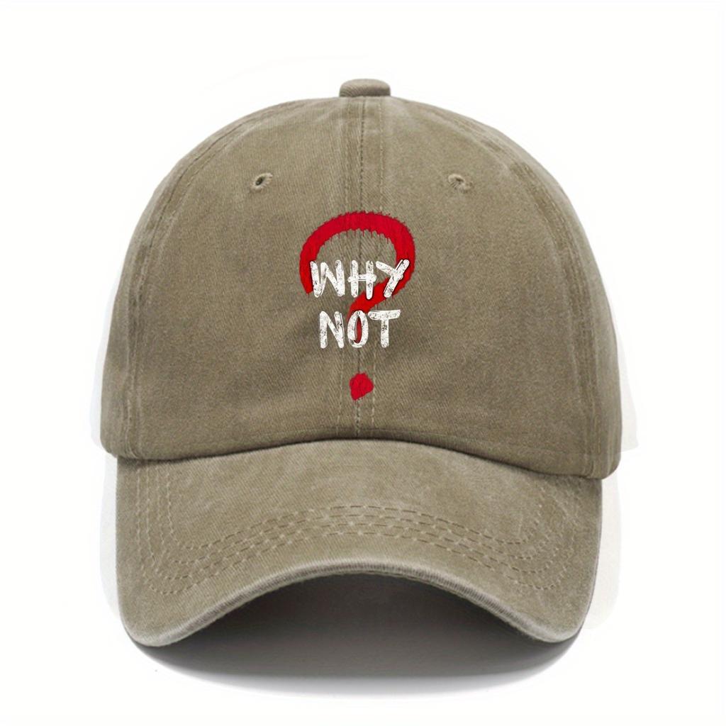 Why Not Question Mark Graphic Washed Baseball Cap Vintage Distressed Adjustable Sun Hat Casual Adult