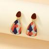 New Retro Color Block Spliced Earrings: Women's Autumn/Winter Style