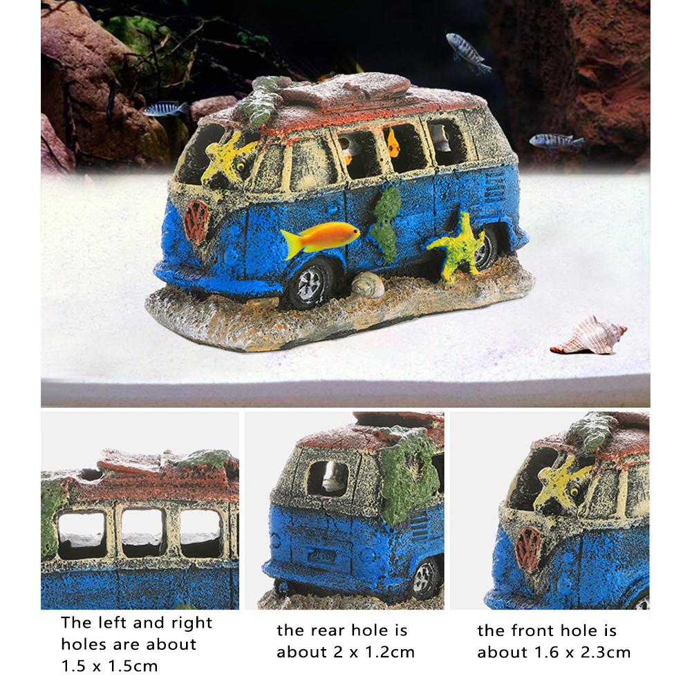 Resin Car Wreck Fishbowl Landscaping Various Styles Multipurpose Fish Shrimp Shelter Excellent Breeding Environment Aquarium Ornaments