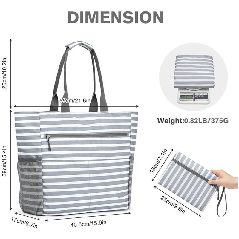 Large Capacity Waterproof Beach Tote Bag With Lightweight Construction For Travel And Outdoor Activities