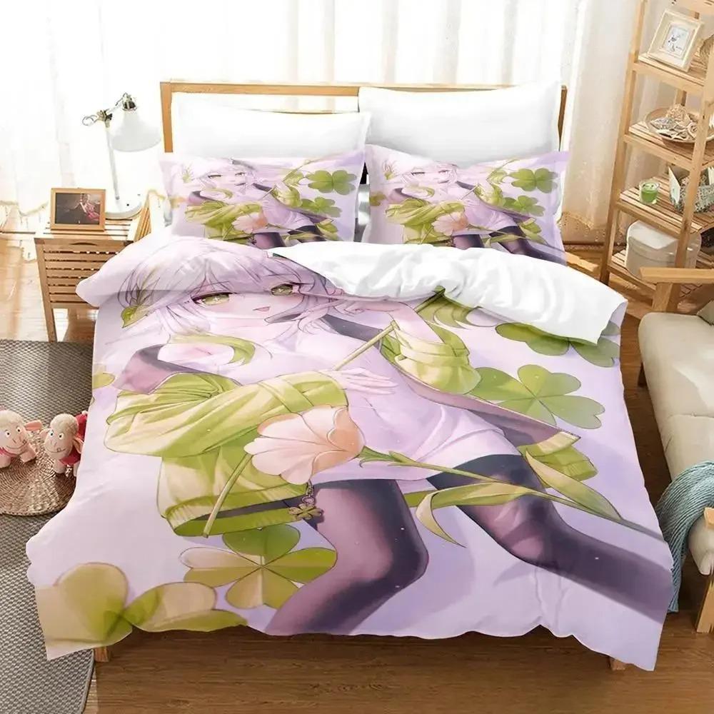 Lightweight Breathable New Game Nahida Genshin Impact Cartoon Anime three piece Adult Kid Bedroom Sets 3D Kawaii Girls Quilt