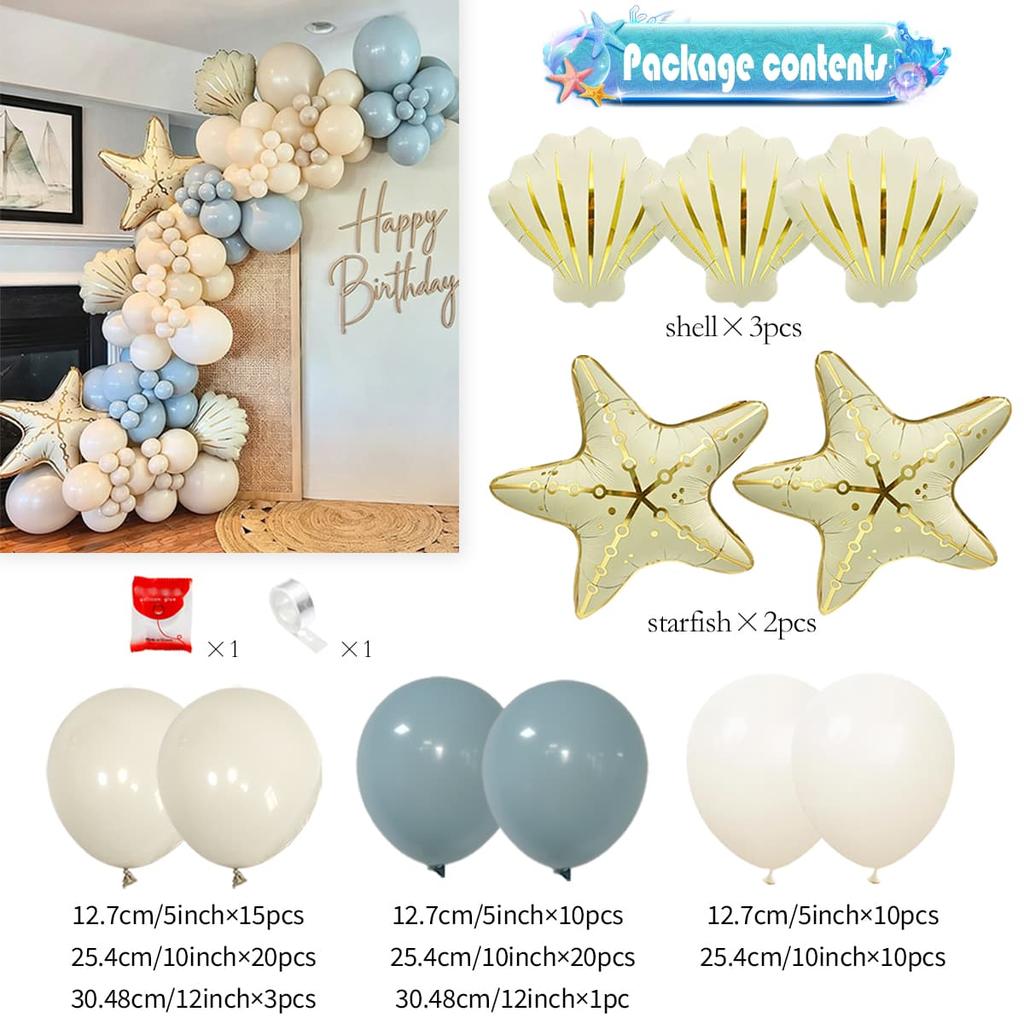 Ocean themed birthday decoration balloons, starfish balloons, for shower parties, gender revealing, birthday decoration balloons