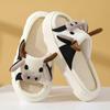 Fashion Hot Sale Women Milk Cow Linen Slippers Four Seasons Men Indoor Sandals Adults Cartoon Slides Couples Cute Breathable Home Shoes