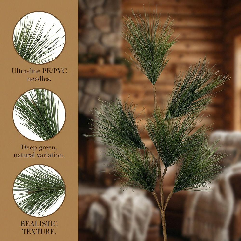 Realistic Artificial Pine Branch with Pine Cones Chinese Style Artificial Pine Trees Plastic Fake Pine Branches Christmas Decor