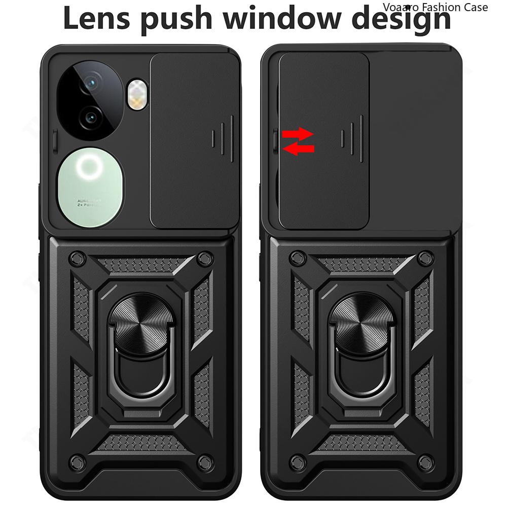 Чехол-книжка Slide Lens Armor для Vivo IQOO Z9S 5G Global Case Магнитное кольцо-подставка Держатель Крышка для Vivo V40E 5G Global Case Задняя крышка Capa