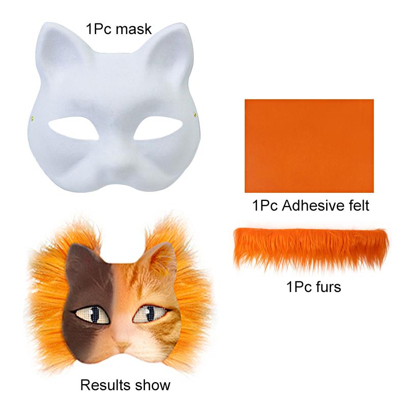 1 комплект/3 шт. Инструменты для изготовления масок Маска лисы кошки Полуфабрикат маски Косплей Граффити Маска на поллица Животное Маска на поллица 7 цветов
