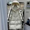 2024 осень-зима новый женский пуховик с капюшоном длиной до колена спортивный полосатый три дерева утолщенный свободный пуховик на утином пуху