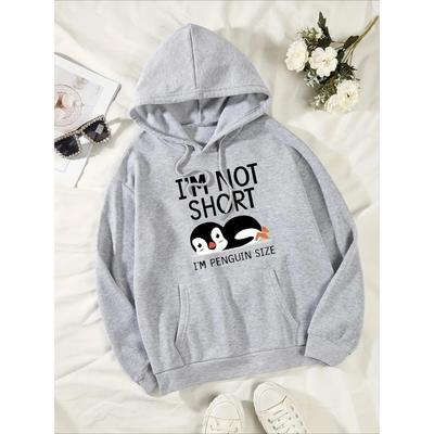 Я НЕ НИЗКИЙ, Я ПИНГВИНЬЕГО РОСТА. Смешной принт. Женская модная толстовка с капюшоном. Милые худи. Модная повседневная хип-хоп толстовка.