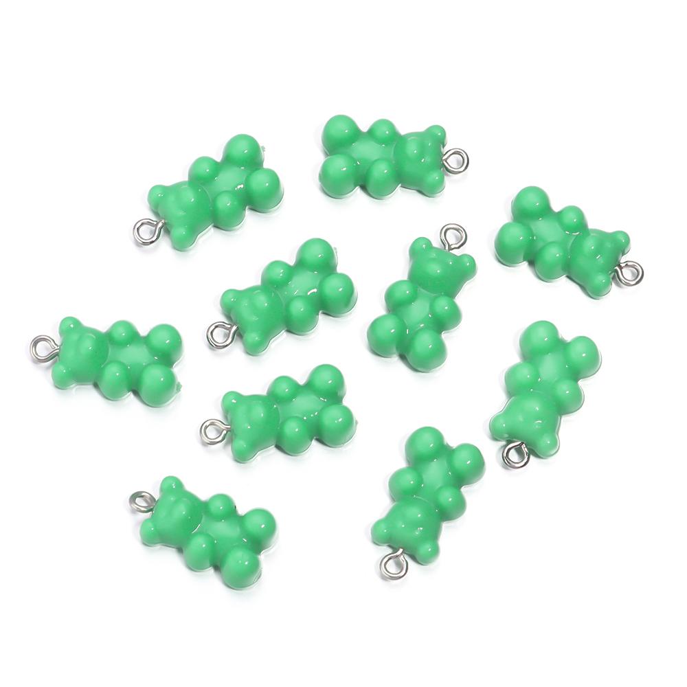 10Pcs/Lot 22×12mm Acrylic Pendant Macaron Colored Mini Bear Pendant For Diy Cute Necklace Earrings Gift Jewelry Accessories