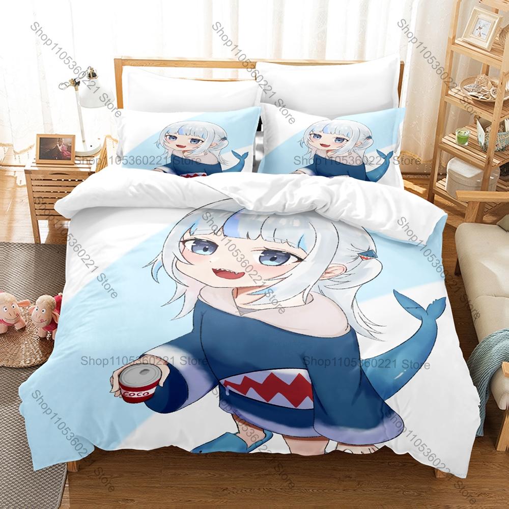 Hololive Ninomae Ina'nis Bedding Set 3Pcs Ancient One Priestess Pattern Cute Anime Bed Linen for Home Bedroom