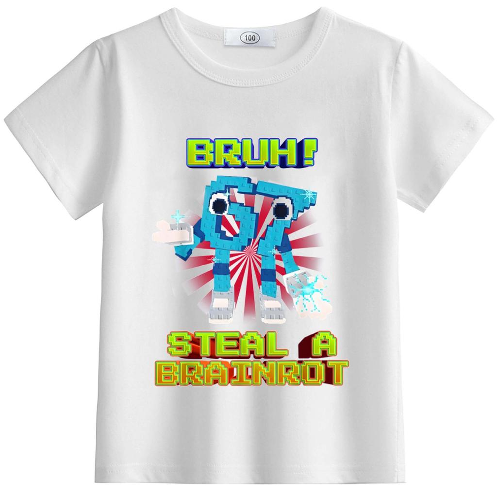 Available: StealABrainrot Kids' Summer Round-Neck Light Short Sleeve T-shirt 63301
