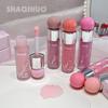 SHAQINUO Сияющие жидкие румяна и хайлайтер дуо 12ч сияние росы Легкий водно-гелевый Наслаиваемый Зеркало