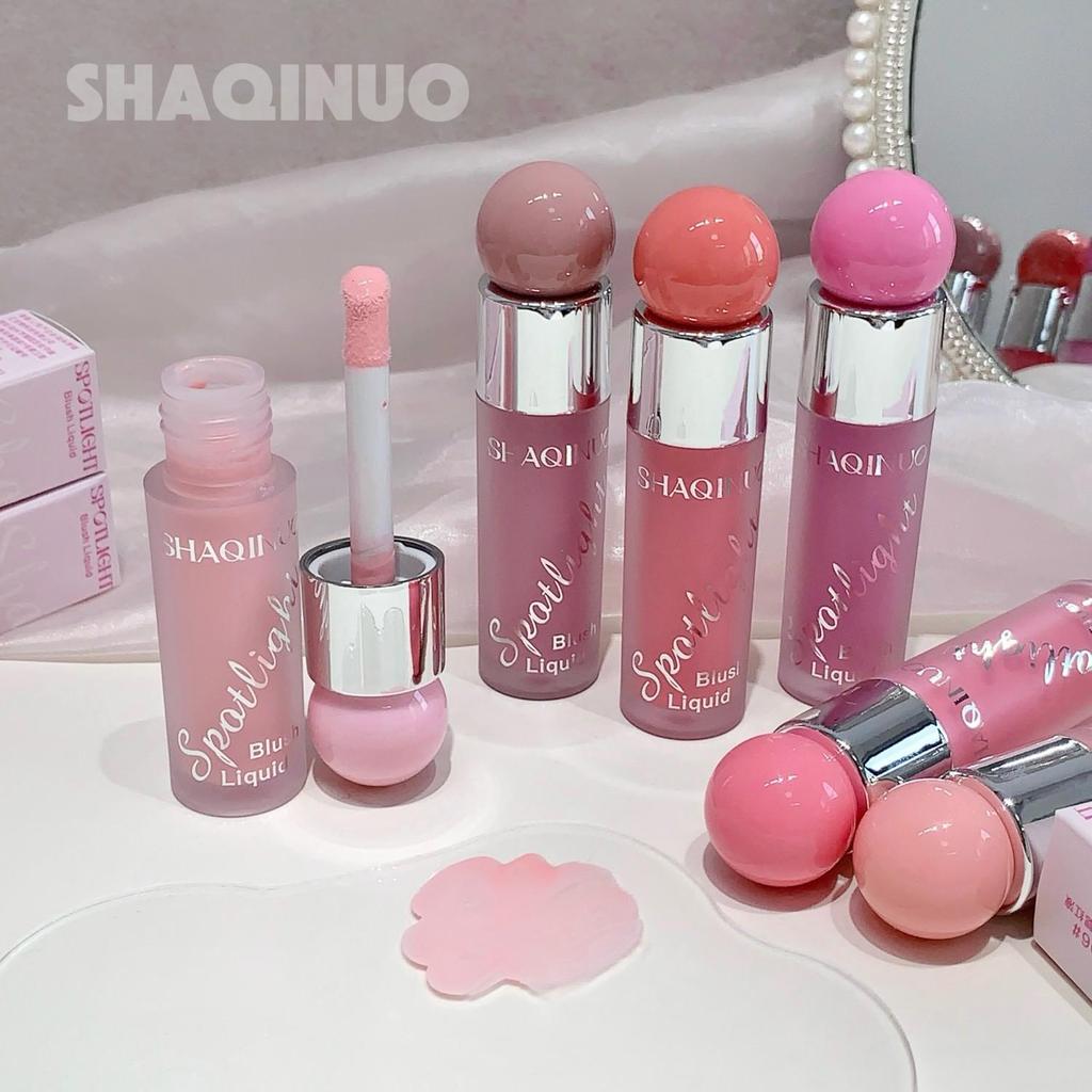 SHAQINUO Сияющие жидкие румяна и хайлайтер дуо 12ч сияние росы Легкий водно-гелевый Наслаиваемый Зеркало