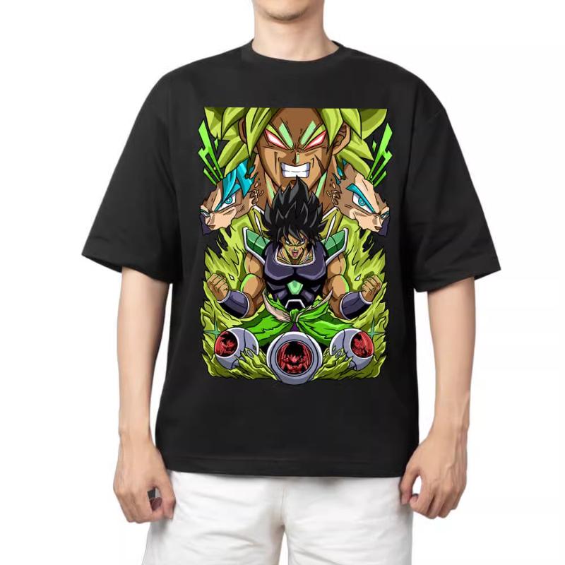 T Shirt for Mens Dragon Ball Pattern Printed Summer Retro Neckline Loose Large Size Versatile Shortsleeved Tshirt Clothes Top