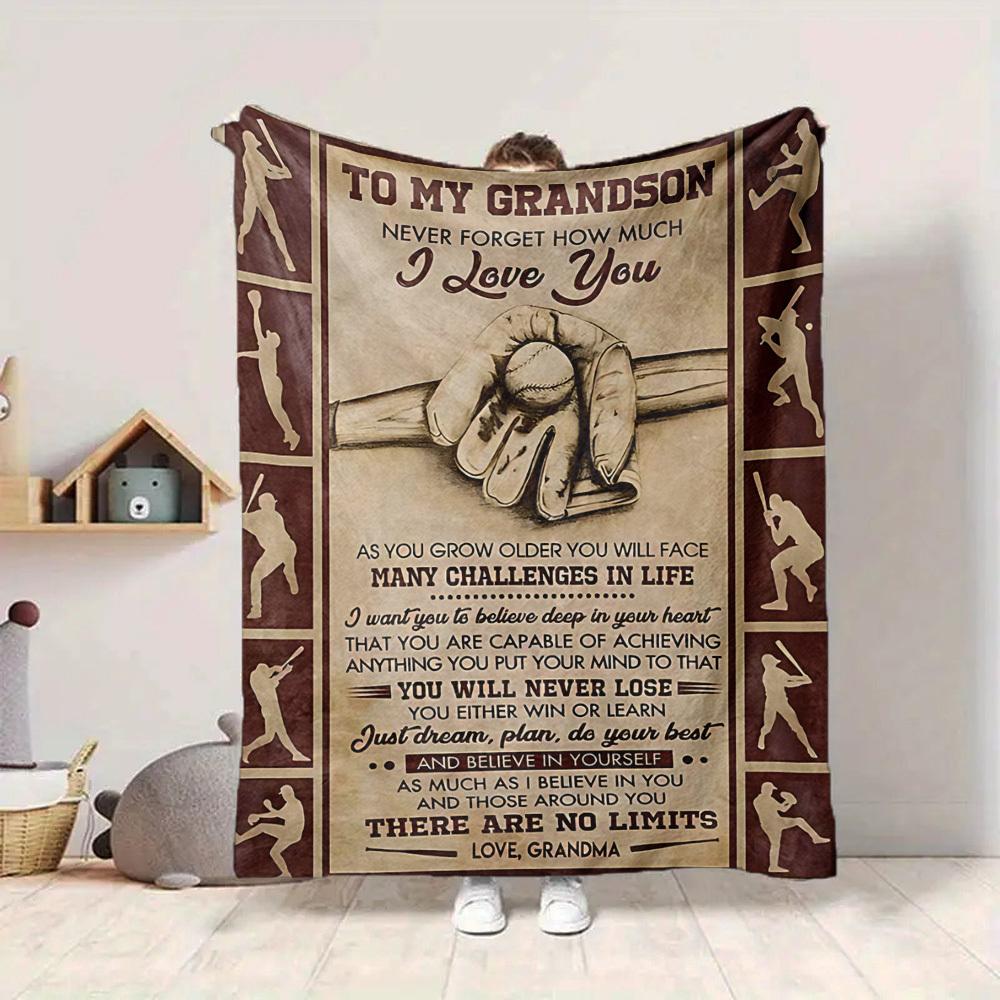 1pc To Grandson Motivational Quote Blanket - Perfect Gift for Birthdays, Christmas & Halloween- Soft, Warm & Versatile yy250909119