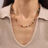 Bohemian Gold-Plated Beaded Choker with Colorful Natural Stones