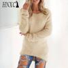 Women's Fashion Casual Solid Color Print Autumn Winter Long Sleeve O-Neck Loose Sweaters