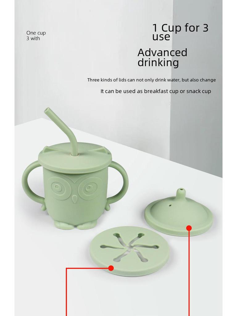 Силиконовый набор детской посуды «Сова»: Разделенная тарелка и контейнер для еды для детей и младенцев