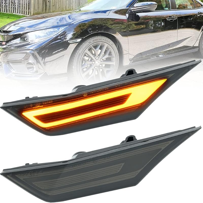 Светодиодные габаритные огни Civic для 2016- Honda Civic Седан Купе Хэтчбек Дымчатая линза Боковой габаритный огонь Янтарный светодиодный указатель поворота/Белый светодиод