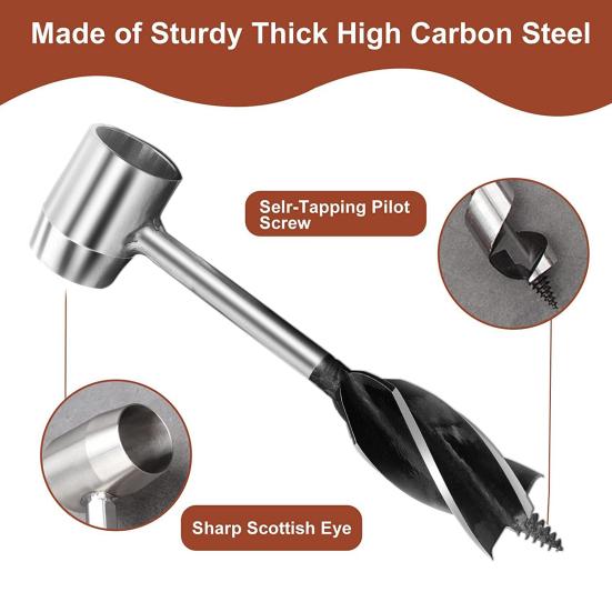 Ручная шнековая дрель для деревообработки, дрель по дереву, острый шестигранник из нержавеющей стали, встроенный сварочный ключ, ручной шнековый ключ, ручной шнек с чехлом из искусственной кожи