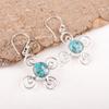 Blue Copper Turquoise Handmade Gemstone Earrings, 925 Solid Sterling Silver Earrings Bohemian Jewelry, For Engagement Gift