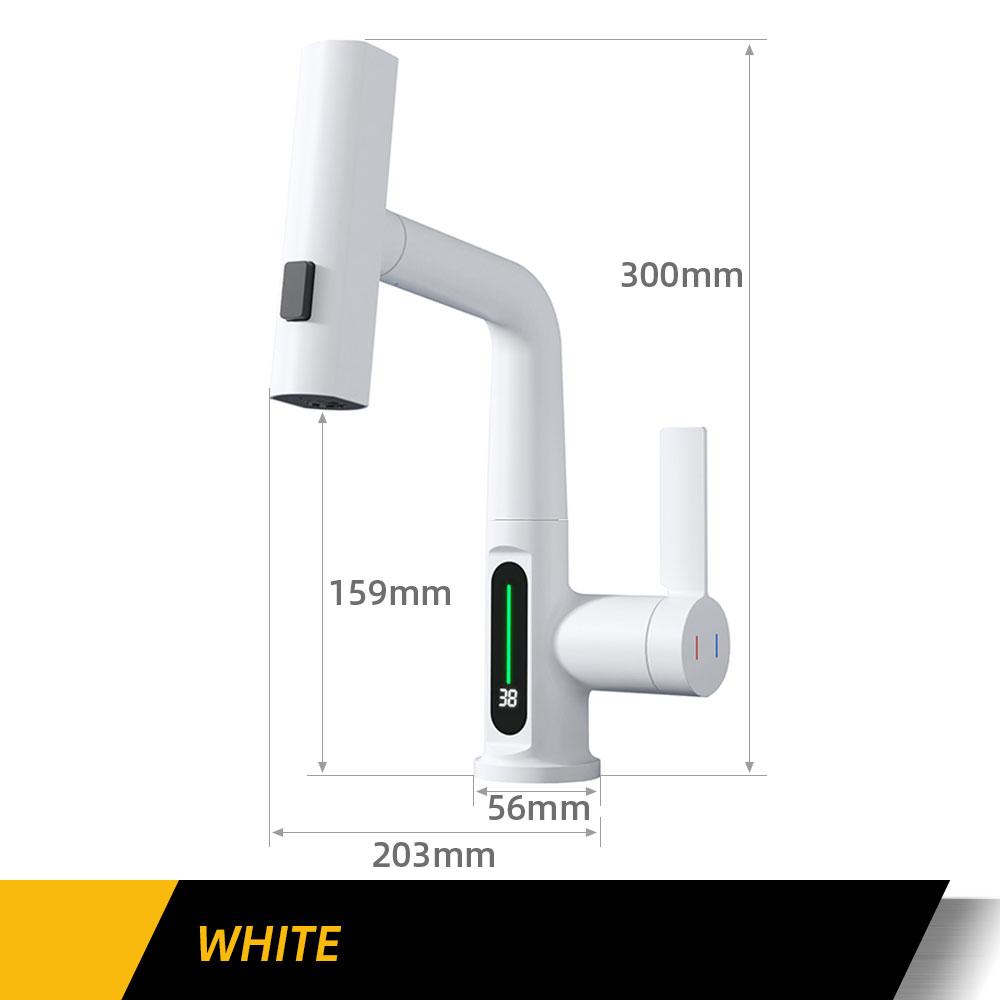 Цифровой дисплей кран матовый золотой кран для раковины горячий и холодный выдвижной смеситель водопад вода 3-ходовой кран для мойки монтируется на бортике