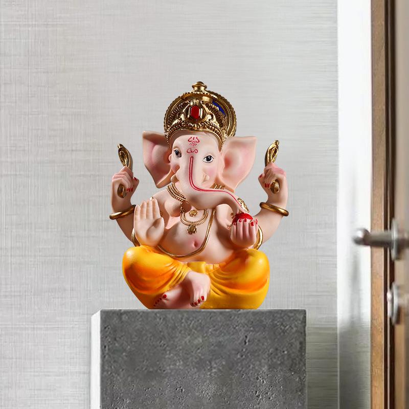 Gold Lord Ganesha Buddha Statue Elephant God Sculptures Ganesh Figurines Indian Religious Crafts Hindu Home Office Desktop Decor