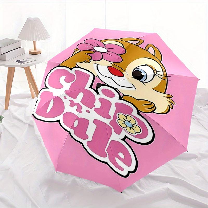 Chip, Dale Automatic Opening and Closing Umbrella - 8 Ribs Portable Folding Umbrella with Plastic Handle, Suitable for Leisure and Halloween