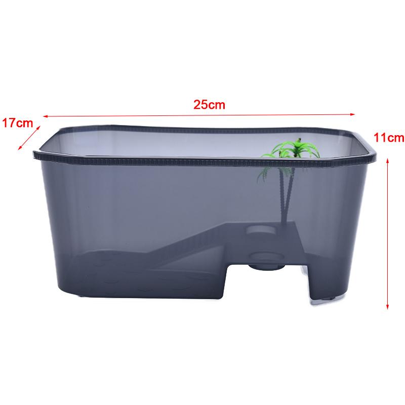 Reptile Vivarium Box For Turtle Tortoise Feeding Box With Basking Platform Tank