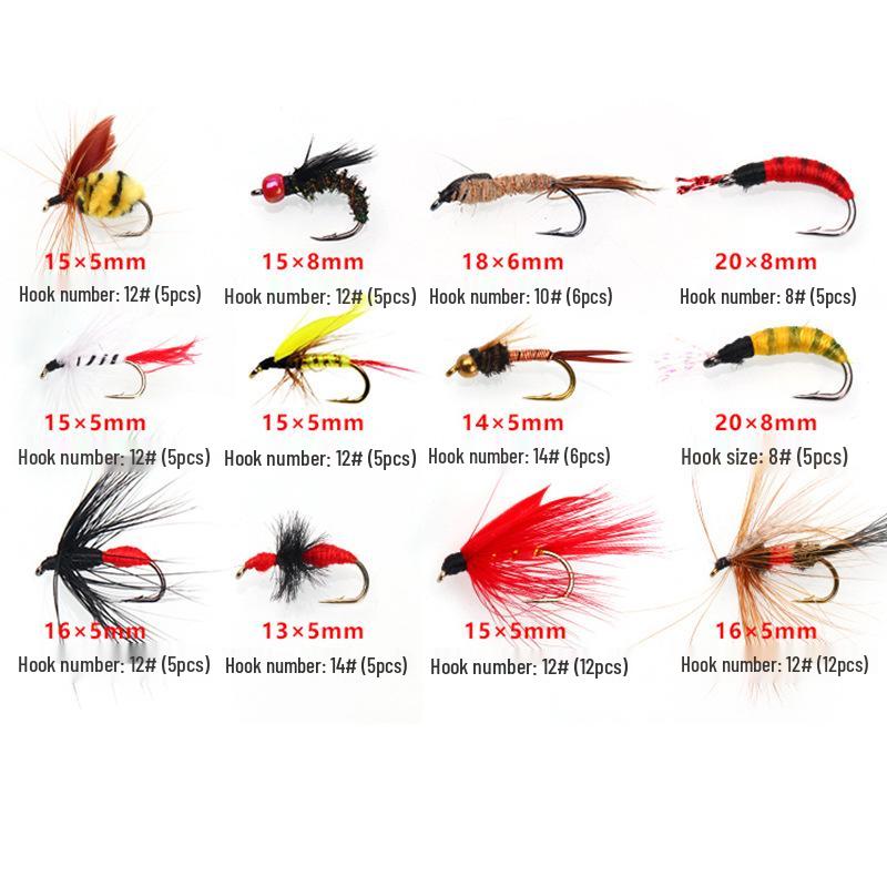 Набор из 76/88/147 приманок для нахлыстовой рыбалки с двухслойной водонепроницаемой коробкой