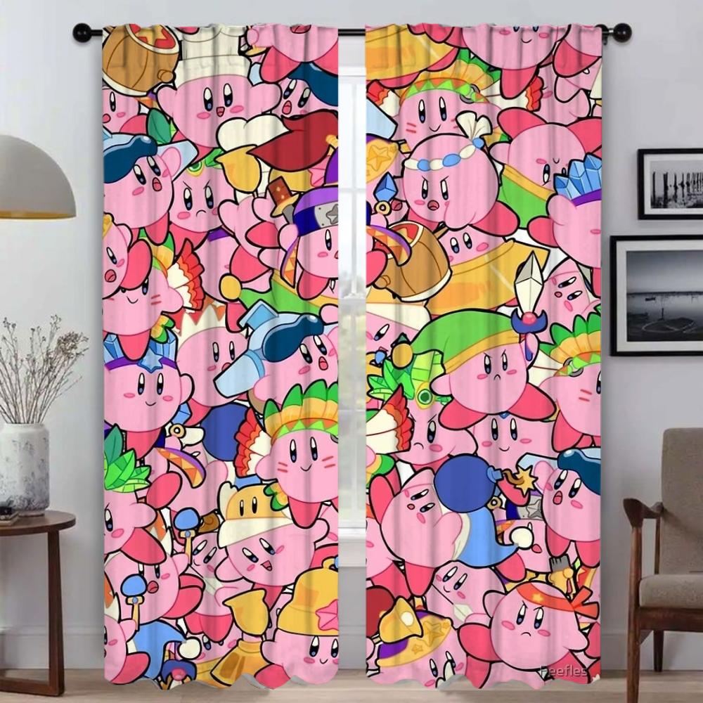 Kawaii Cartoon K-Kirbys Blackout Curtain for Room 2 Panel Curtains for Bedroom Shades Partition Home Interior Curtains Living
