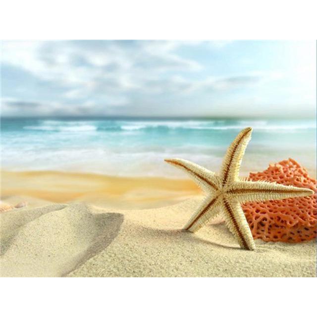 Полный круглый дрель 5D Алмазная картина Морская ракушка Пейзаж Вышивка крестом DIY Алмазная вышивка