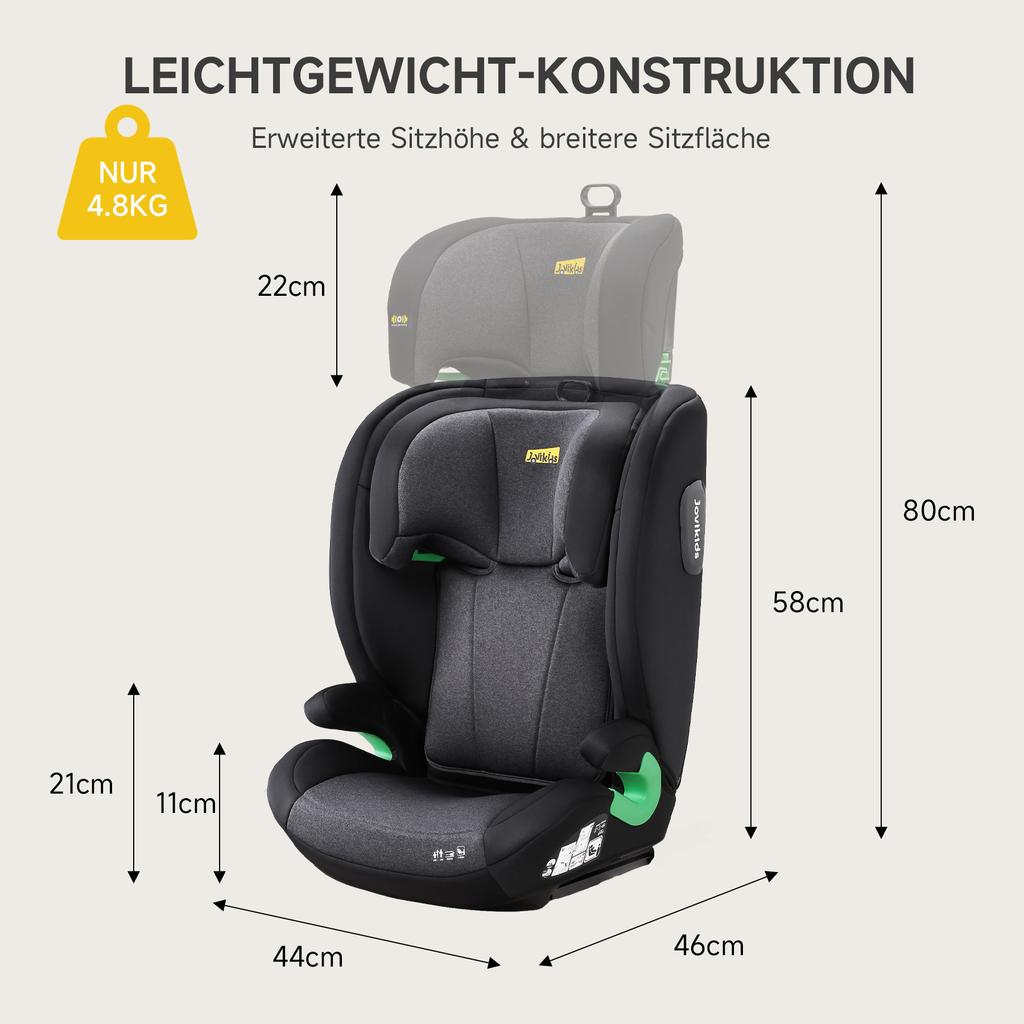 i-Size R129 Child Car Seat for 3.5 to 12 Years (100-150 cm), with Adjustable Backrest, Headrest, Side Impact Protection