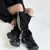 Женские гетры-штаны Харадзюку с двойной боковой полосой, карманами и кулиской, мешковатые носки без стопы, мотоциклетные гетры