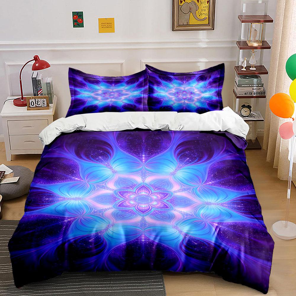 Glowing floral mandala pattern. Bedding sets Duvet cover sets Duvet covers Pillowcases(1 * Duvet Cover 2 * Pillowcases without duvet insert)
