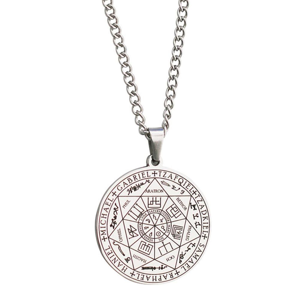 Catholic Amulet Seven Archangels Necklace Pendant Vintage Protect Charm Talisman Powerful Wealth Success Health Lucky Jewelry Unisex Men Women Alloy