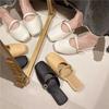 Модные французские полутапочки с открытой пяткой Женская обувь 2025 Весна лето Новые туфли Мюли из мягкой кожи с мелким вырезом Пляжные одинарные туфли