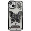 Чехол для iPhone 15, мягкий, с гальваническим покрытием, из ТПУ, с подставкой в форме бабочки - черный