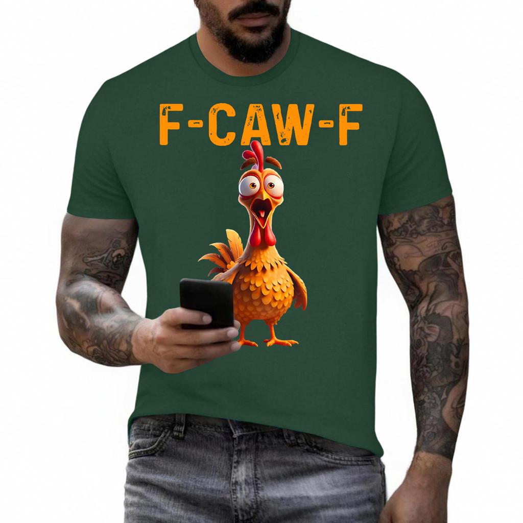 Смешная футболка с петухом, кукарекающим F-Caw-F, и каламбуром