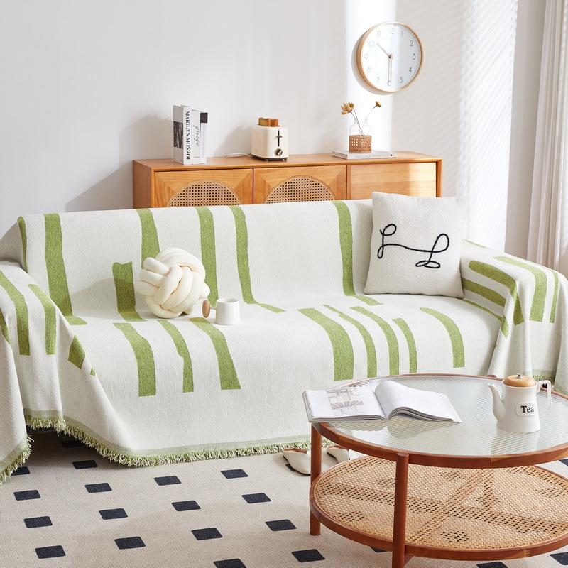 Шенилл Чехол на диван Полосатый Четыре сезона Универсальный Чехол на подушку для дивана Нескользящий Чехол Одеяло Защита от царапин