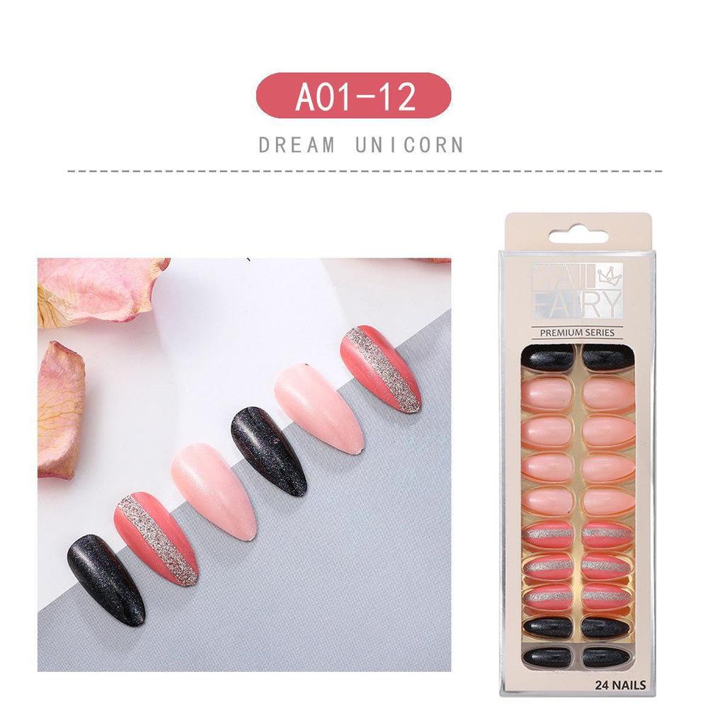 Набор из 24 съемных капель для дизайна ногтей: Острые, носимые, накладные ногти