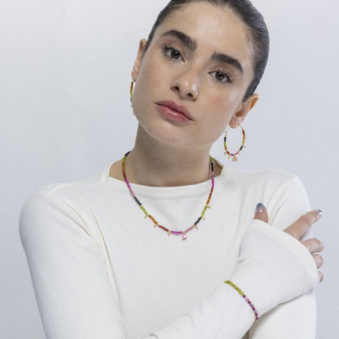 Luxenter Boucles d'oreilles Tourmaline multicolore finition en or jaune 18 carats - Baim