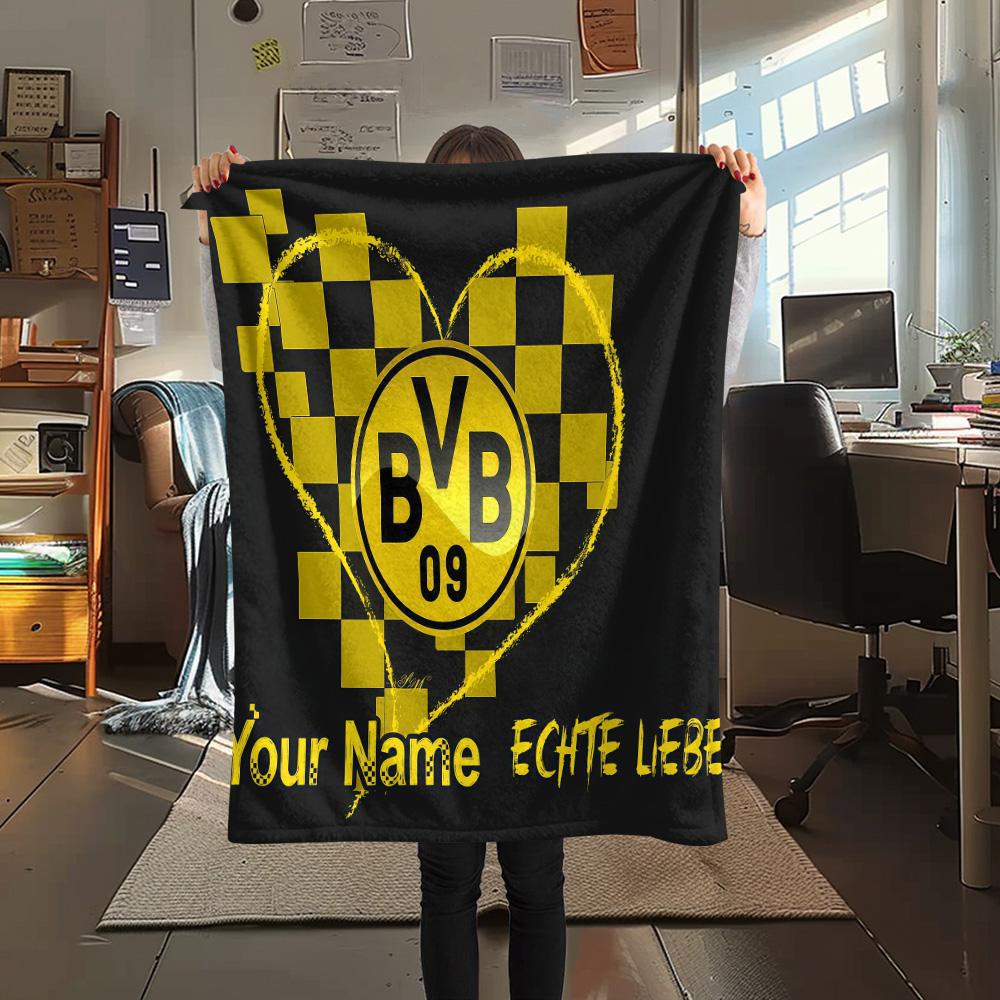 1PC Custom Name BVB Patterned Flannel Blanket Suitable For All Seasons for Home Decor Warmth and Comfort Gifts Holiday Present -HE41