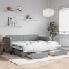 VidaXL Daybed with Trundle and Drawers Light Grey 90x200 Cm Fabric 3196852