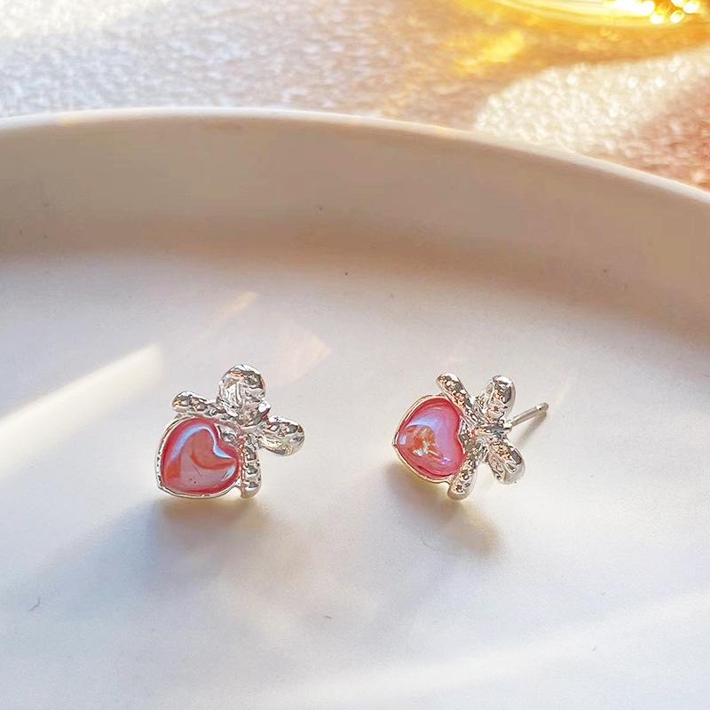 Серебряная игла новые серьги-гвоздики с бантом серьги 'любовный взрыв' свежие и сладкие серьги в девичьем стиле для женщин